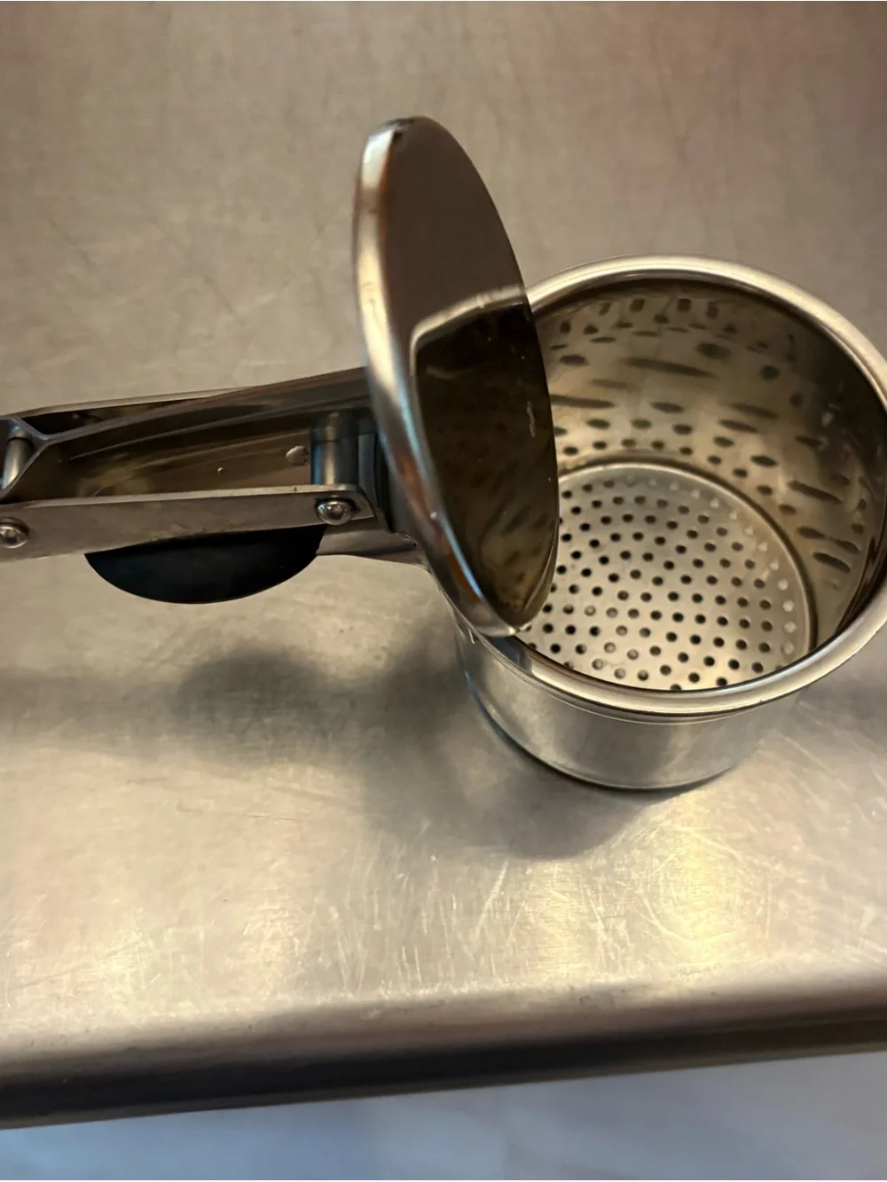 Oxo Stainless Steel Potato Ricer with Black Handle Grip